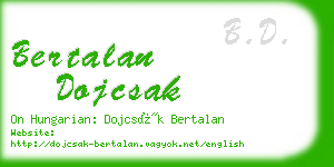 bertalan dojcsak business card